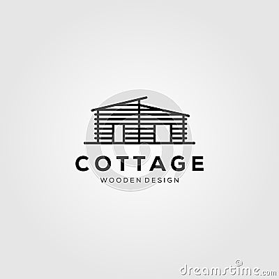 Line art cottage village logo vector illustration Vector Illustration