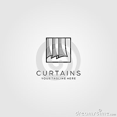 Line art curtains logo simple vector illustration design Vector Illustration