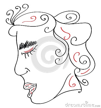 Line art of a decorative woman vector or color illustration Vector Illustration