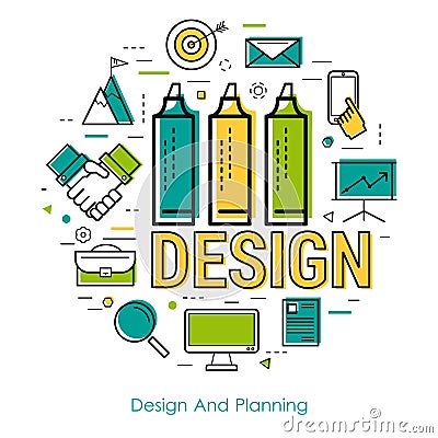 Line Art - Design And Planning Vector Illustration