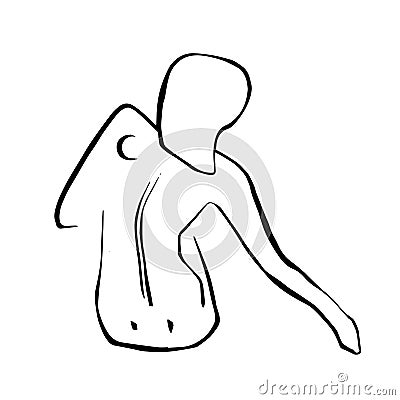 Line art drawing women body on white isolated background. Abstract modern art minimalistic female figure continuous. Feminine Stock Photo