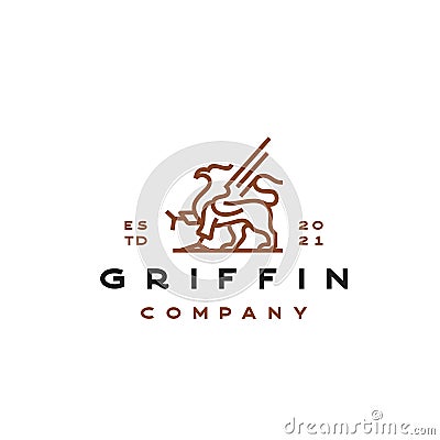 Line Art Griffin Vector Illustration Logo Design Template Vector Illustration