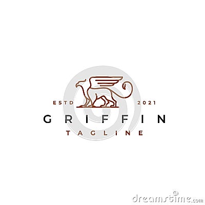 Line Art Griffin Vector Illustration Logo Design Template Vector Illustration
