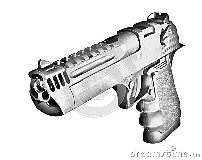 Line art of a high powered semi automatic handgun on white Stock Photo