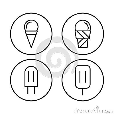 Line art icecream icons set. sweet and cold vector illustration Vector Illustration