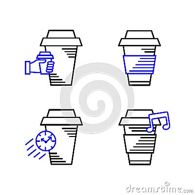 Line art icon, Coffee Cup Icon, Food Outlin Drink, Coffee icon. Vector line art icon Vector Illustration