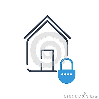 Line art icon vector. smart home lock Vector Illustration