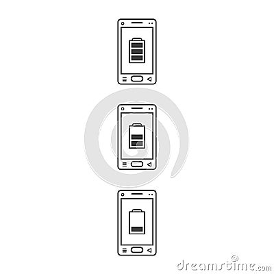 Line art icons of mobile phones with different levels of charging Stock Photo