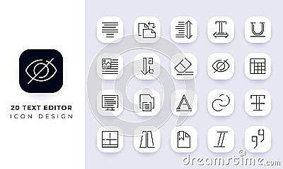 Line art incomplete text editor icon pack Vector Illustration