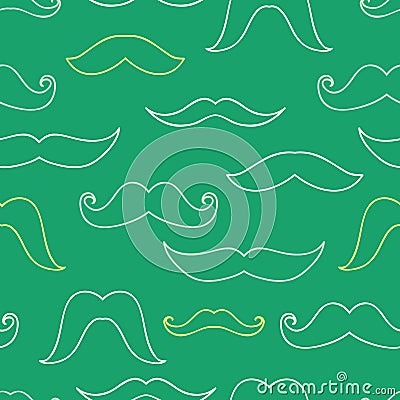 Line art mustaches seamless pattern background Vector Illustration