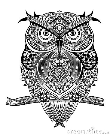 Line art owl-01 Vector Illustration