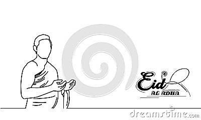 Line art praying human with eid al adha lettering design Stock Photo