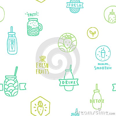 Line art smoothie doodle style. Vector Illustration