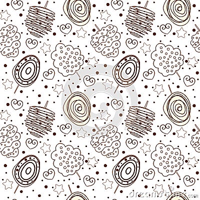 Line art sweet cotton repeating pattern Stock Photo