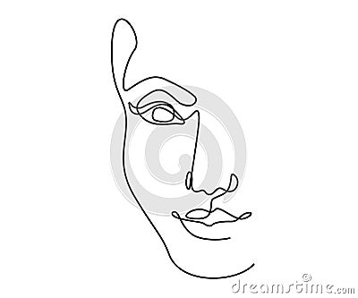 Line art woman silhouette vector background. Female faces in modern simple linear style. Girl female boho design. Beauty Vector Illustration