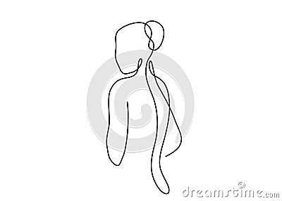 Line art woman silhouette vector background. Female figure pose in modern simple linear style. Girl body posture design Vector Illustration
