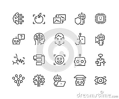 Line Artificial Intelligence Icons Vector Illustration