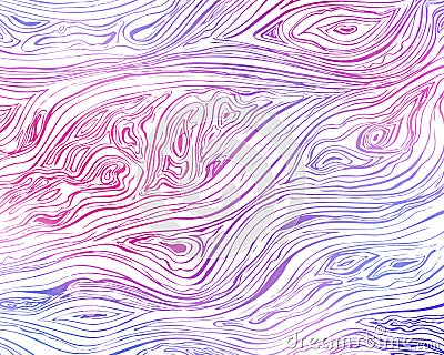 Line background. Pink vector texture with white hand drawn ink wavy strokes. Vector Illustration