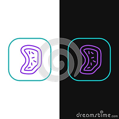 Line Bacteria icon isolated on white and black background. Bacteria and germs, microorganism disease causing, cell Vector Illustration