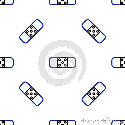 Line Bandage plaster icon isolated seamless pattern on white background. Medical plaster, adhesive bandage, flexible Vector Illustration