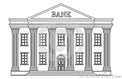 Line bank building icon. Vector bank isolated on white background Vector Illustration