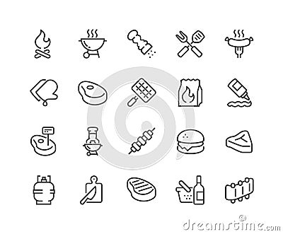 Line Barbecue Icons Vector Illustration