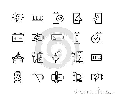 Line Battery Icons Vector Illustration