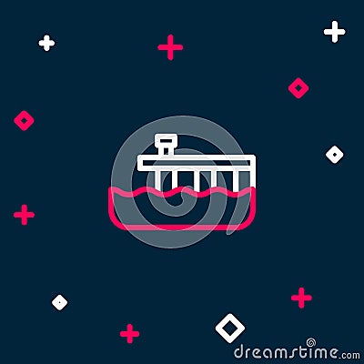 Line Beach pier dock icon isolated on blue background. Colorful outline concept. Vector Vector Illustration