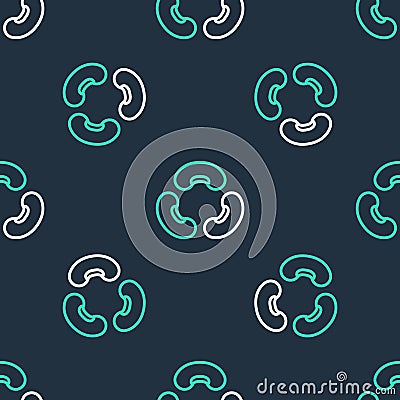 Line Beans icon isolated seamless pattern on black background. Vector Vector Illustration