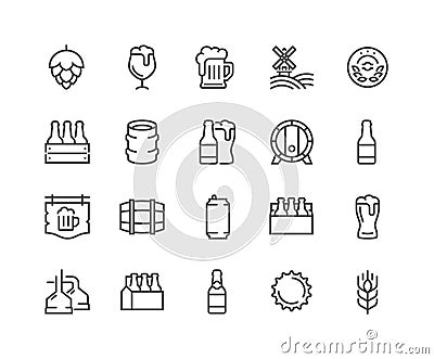 Line Beer Icons Vector Illustration