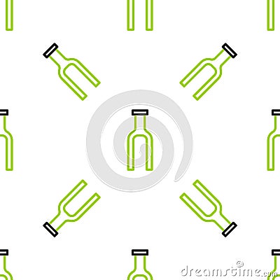 Line Bicycle suspension fork icon isolated seamless pattern on white background. Sport transportation spare part Vector Illustration
