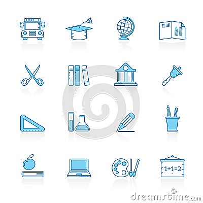 Line with blue background Education and school icons Vector Illustration