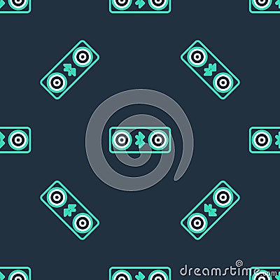 Line Bluetooth connected icon isolated seamless pattern on black background. Vector Vector Illustration