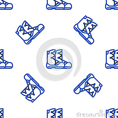 Line Boots icon isolated seamless pattern on white background. Colorful outline concept. Vector. Vector Illustration