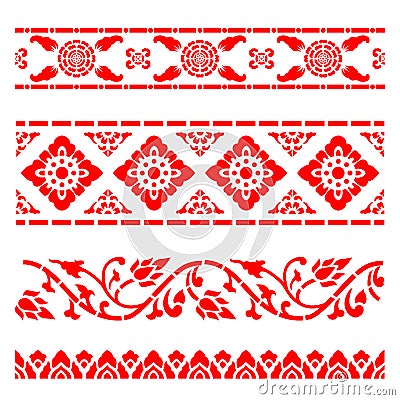 Line border pattern Asian traditional art Design Vector, Thai traditional design Lai Thai pattern Vector Illustration