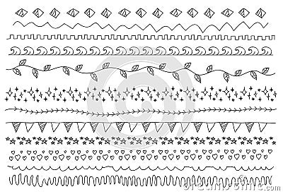 Line border set Hand drawn doodle vector illustration Cartoon Illustration