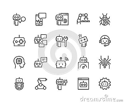 Line Bot Icons Vector Illustration