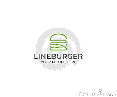 Line Burger Logo Template. Hamburger Vector Design Vector Illustration