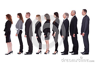 Line of business people in profile Stock Photo