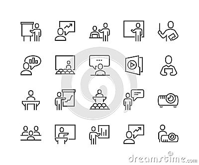 Line Business Presentation Icons Vector Illustration