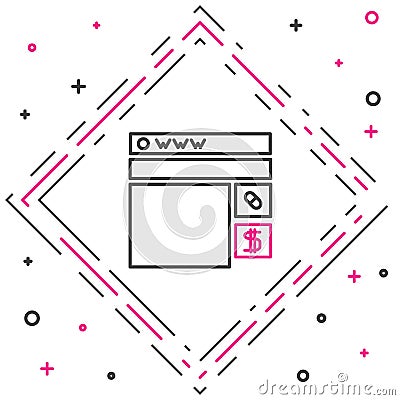 Line Buying drugs online icon isolated on white background. Online buying symbol. Colorful outline concept. Vector Vector Illustration