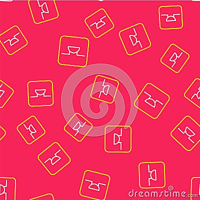 Line Buzzer in electronic circuit icon isolated seamless pattern on red background. Vector Vector Illustration