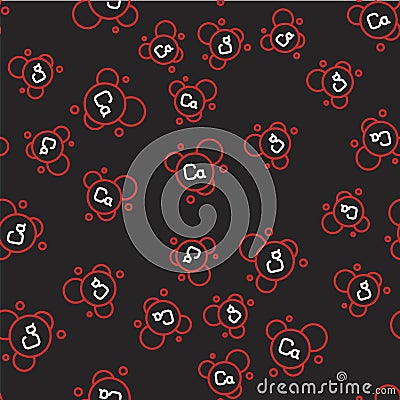Line Calcium chemical element icon isolated on isolated seamless pattern on black background. Vector Vector Illustration