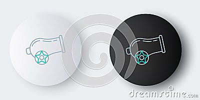 Line Cannon icon isolated on grey background. Colorful outline concept. Vector Vector Illustration