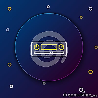 Line Car Audio icon isolated on blue background. Fm radio car audio icon. Colorful outline concept. Vector Vector Illustration