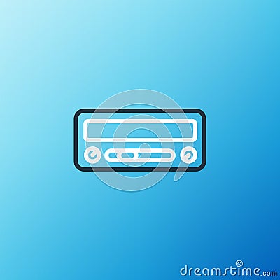 Line Car audio icon isolated on blue background. Fm radio car audio icon. Colorful outline concept. Vector Vector Illustration