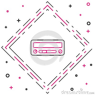 Line Car audio icon isolated on white background. Fm radio car audio icon. Colorful outline concept. Vector Stock Photo