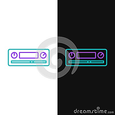 Line Car Audio icon isolated on white and black background. Fm radio car audio icon. Colorful outline concept. Vector Vector Illustration
