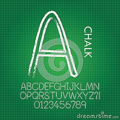 Line Chalk Alphabet and Numbers Vector Vector Illustration