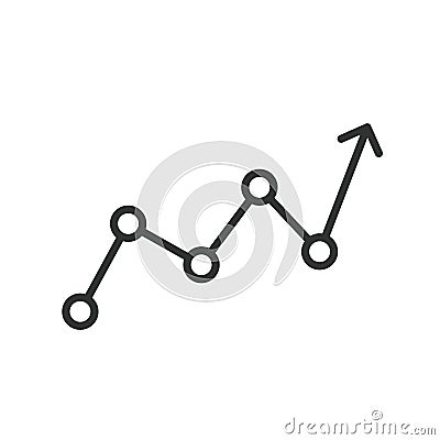 Line chart arrow, icon in line design. Line, chart, arrow, growth, trend, analysis, progress on white background vector Vector Illustration
